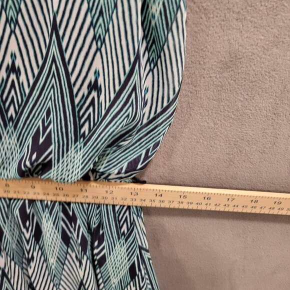 A. Byer Sleeveless Midi Dress Womens Size Large Geometric Flowy‎ Sheer Lined - Picture 5 of 6
